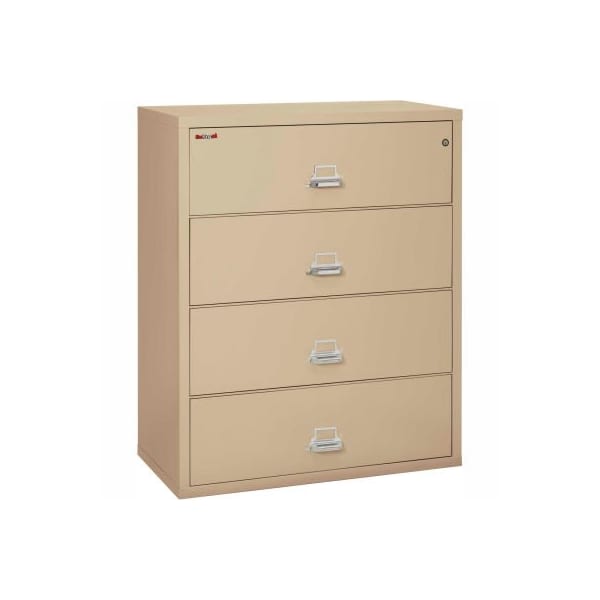 Fire King Fireking Fireproof 4 Drawer Lateral File Cabinet - Letter-Legal Size 44-1/2"W x 22"D x 53"H - Putty 44422CPA - main